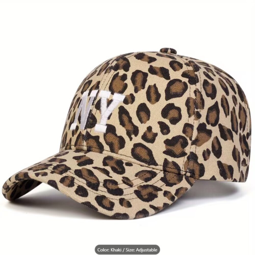 NWOT Women’s NY Leopard Print Baseball Cap Adjustable Casual Outdoor Hat